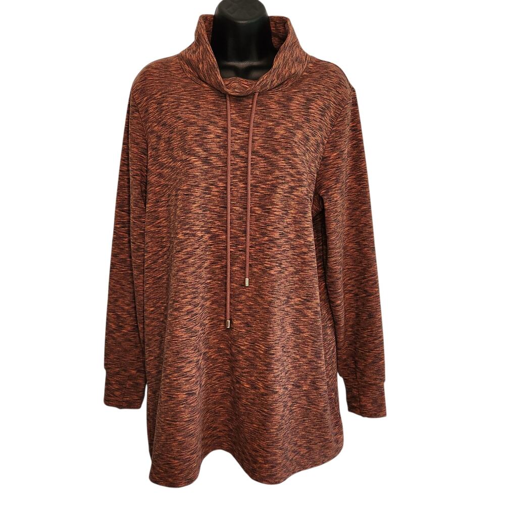 Soft Surroundings funnel neck top mottled orange size L